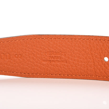 Hermes Box Togo 32mm H Belt 100 Black Orange 7 of 14