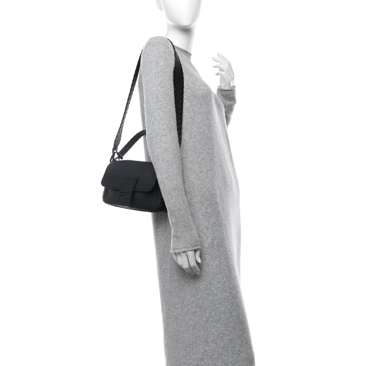 Fendi Cuoio Romano Selleria Baguette Black Black 2 of 12