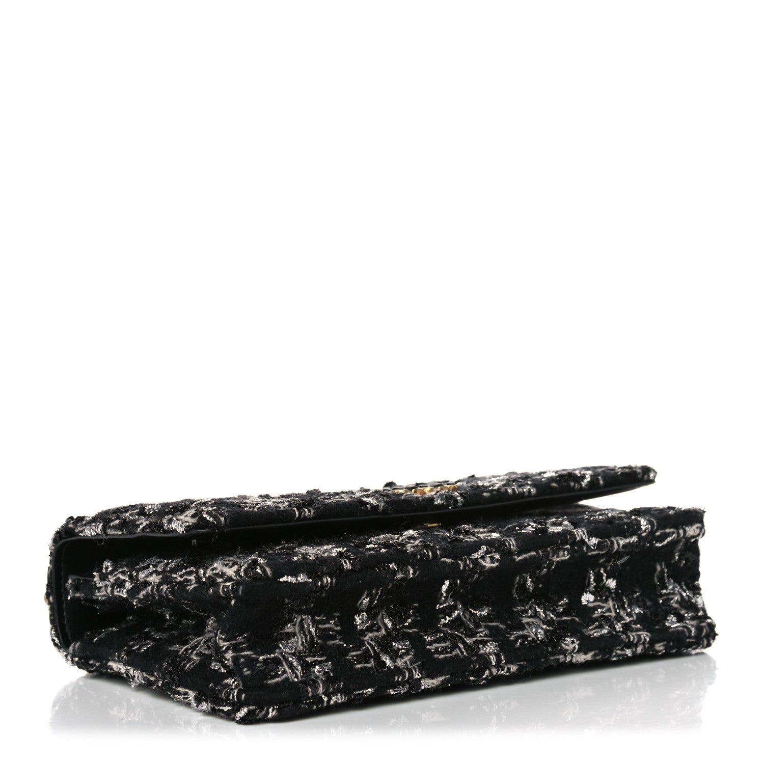 Chanel Tweed Quilted Chanel 19 Wallet On Chain WOC Black Silver Ecru 4 of 13