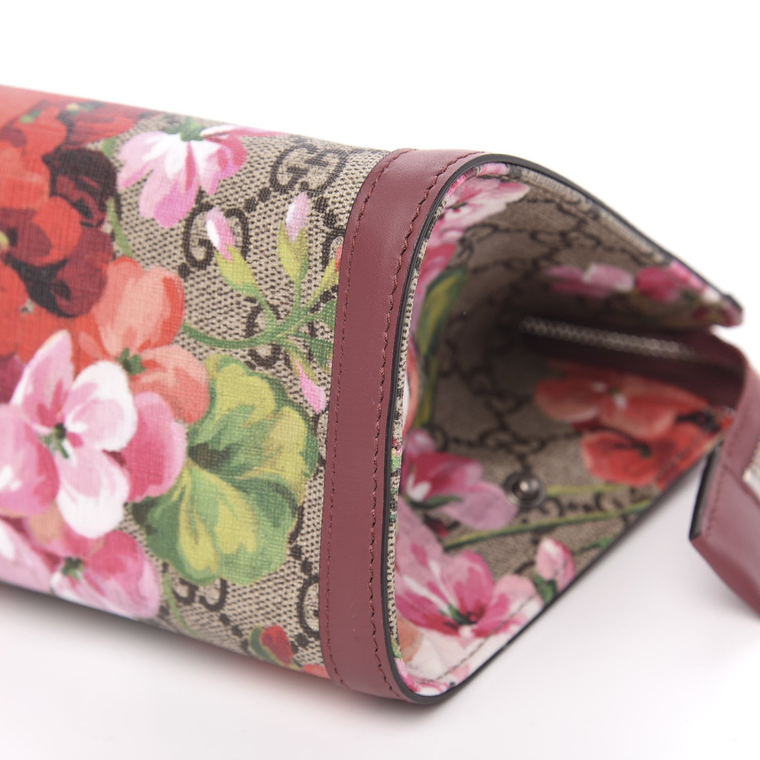 Gucci GG Supreme Monogram Blooms Small Cosmetic Case Beige Multicolor Dry Rose 10 of 11