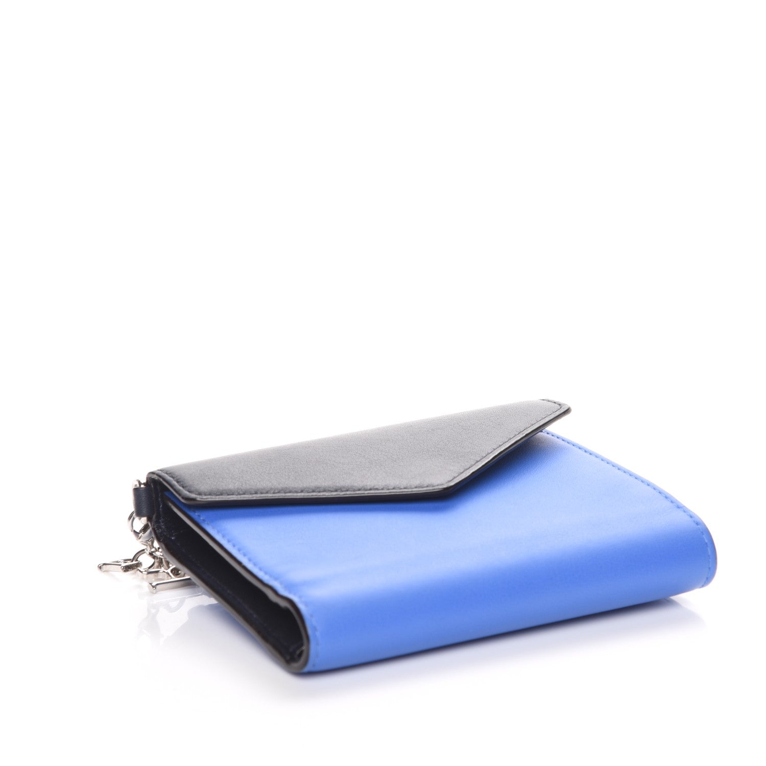 Christian Dior Bullcalf Diorissimo Medium Envelope Wallet Black Blue 4 of 7