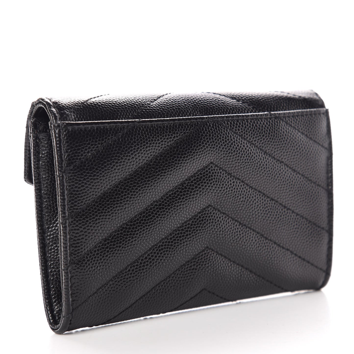 Grain De Poudre Matelasse Chevron Small Monogram Envelope Wallet Black