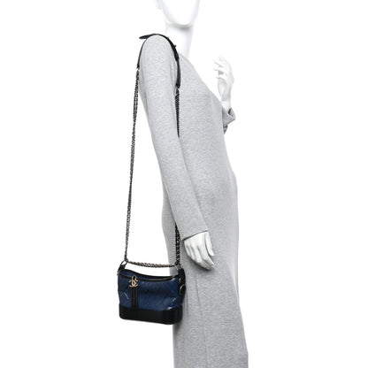 Chanel Aged Calfskin Quilted Small Gabrielle Hobo Navy Black 2 of 12