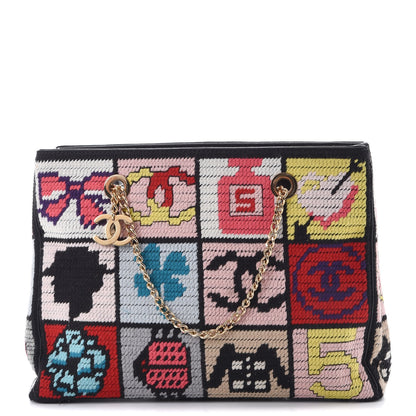 Chanel Needlepoint Precious Symbols Shoulder Bag Black 1 of 12