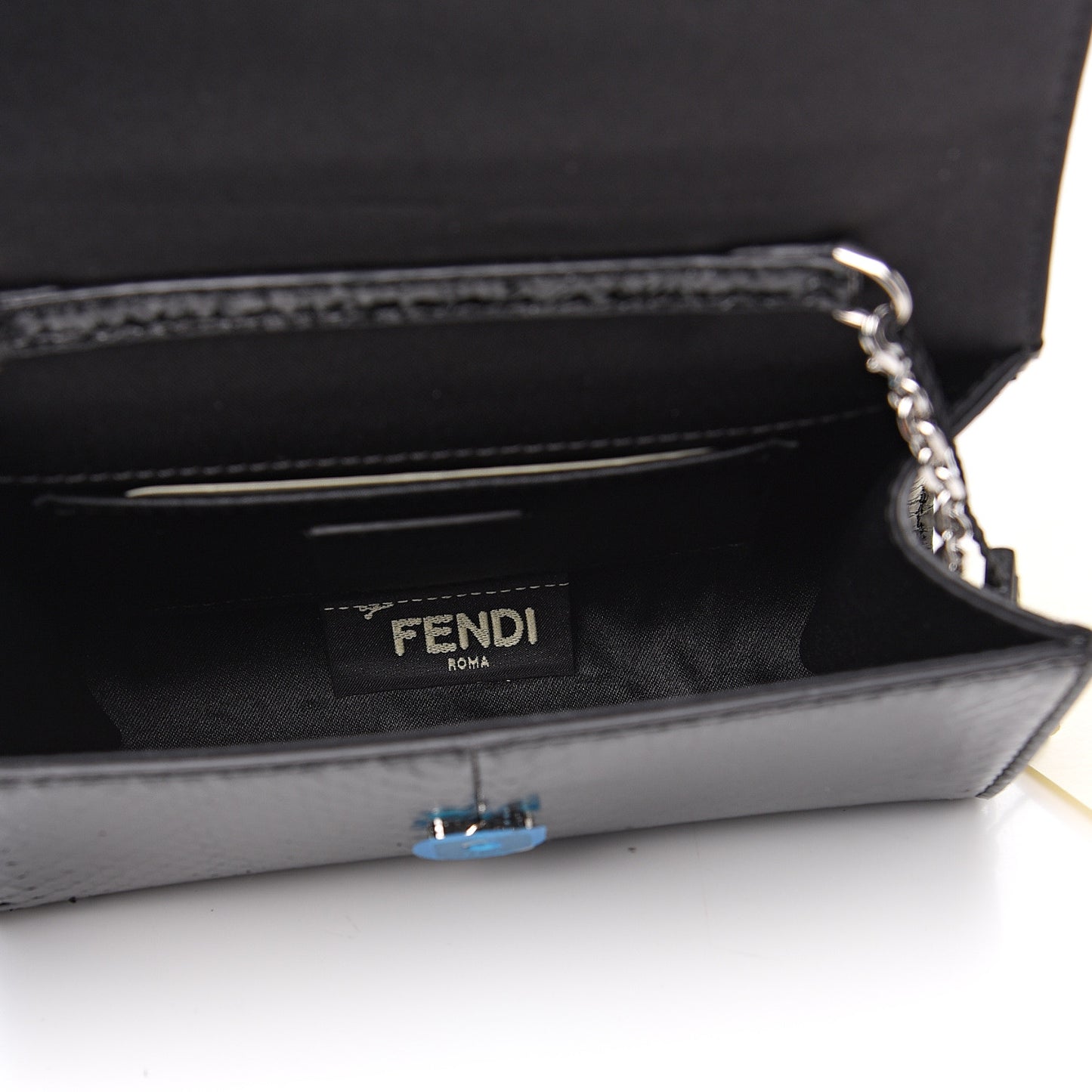 Snakeskin Crystal Flowerland Studded Mini Rush Clutch Black