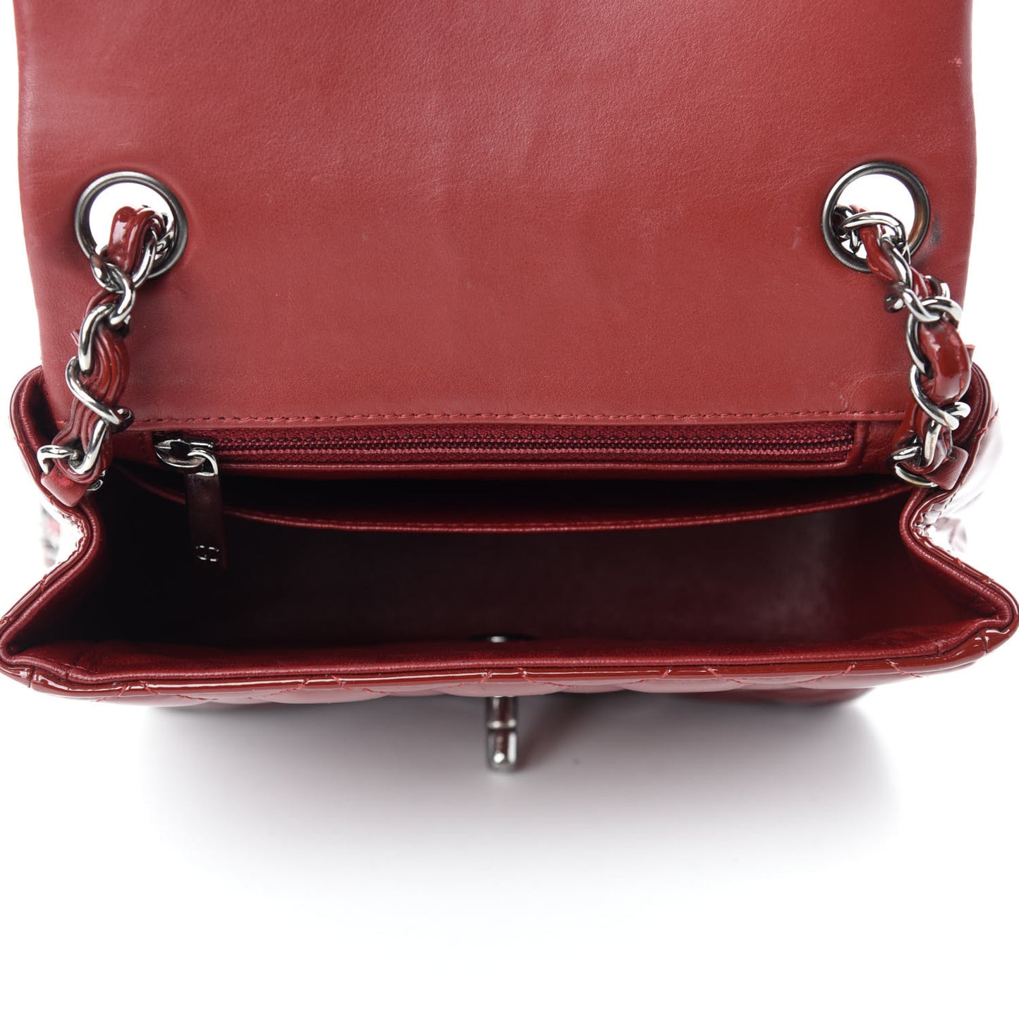 Patent Quilted Mini Square Flap Red