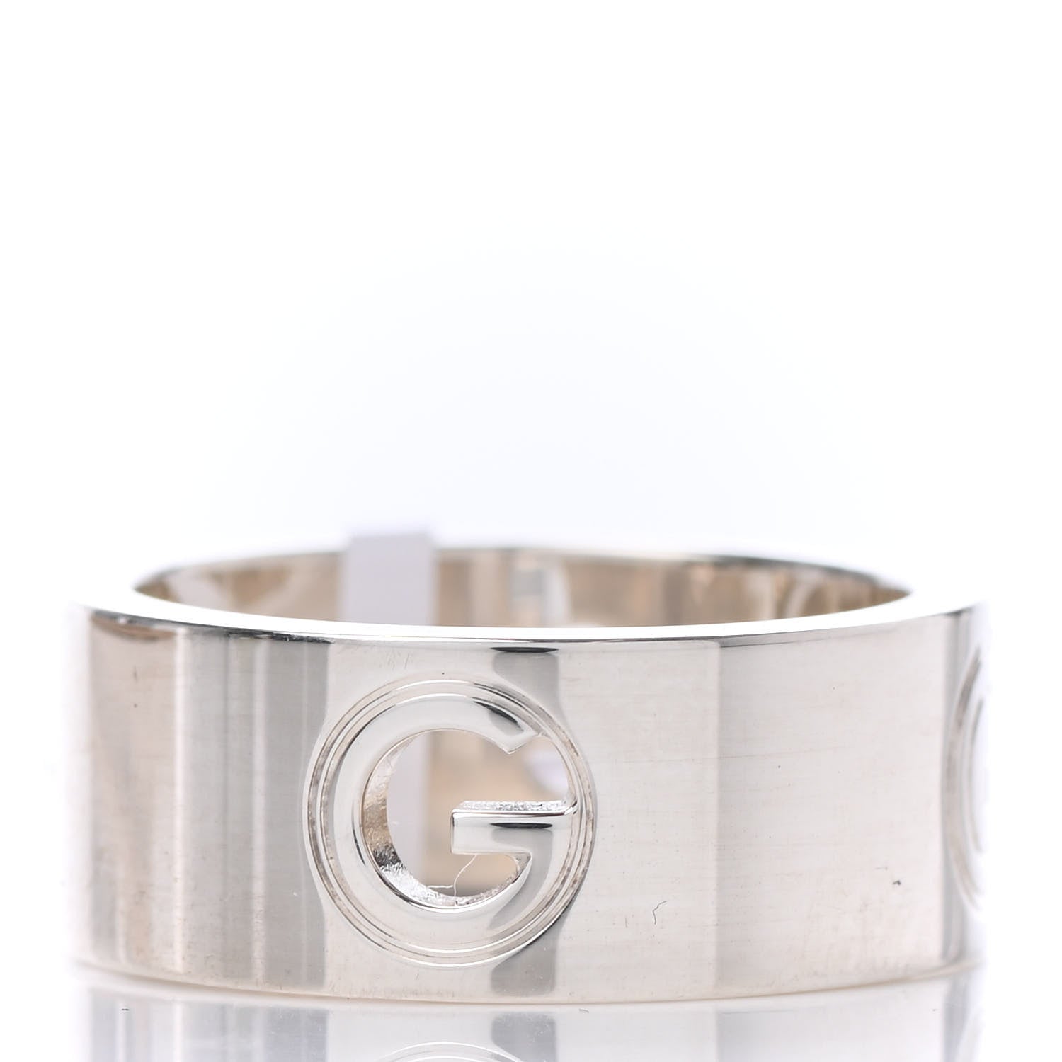 Gucci Sterling Silver G Cutout Band Ring 54 6.75 4 of 9