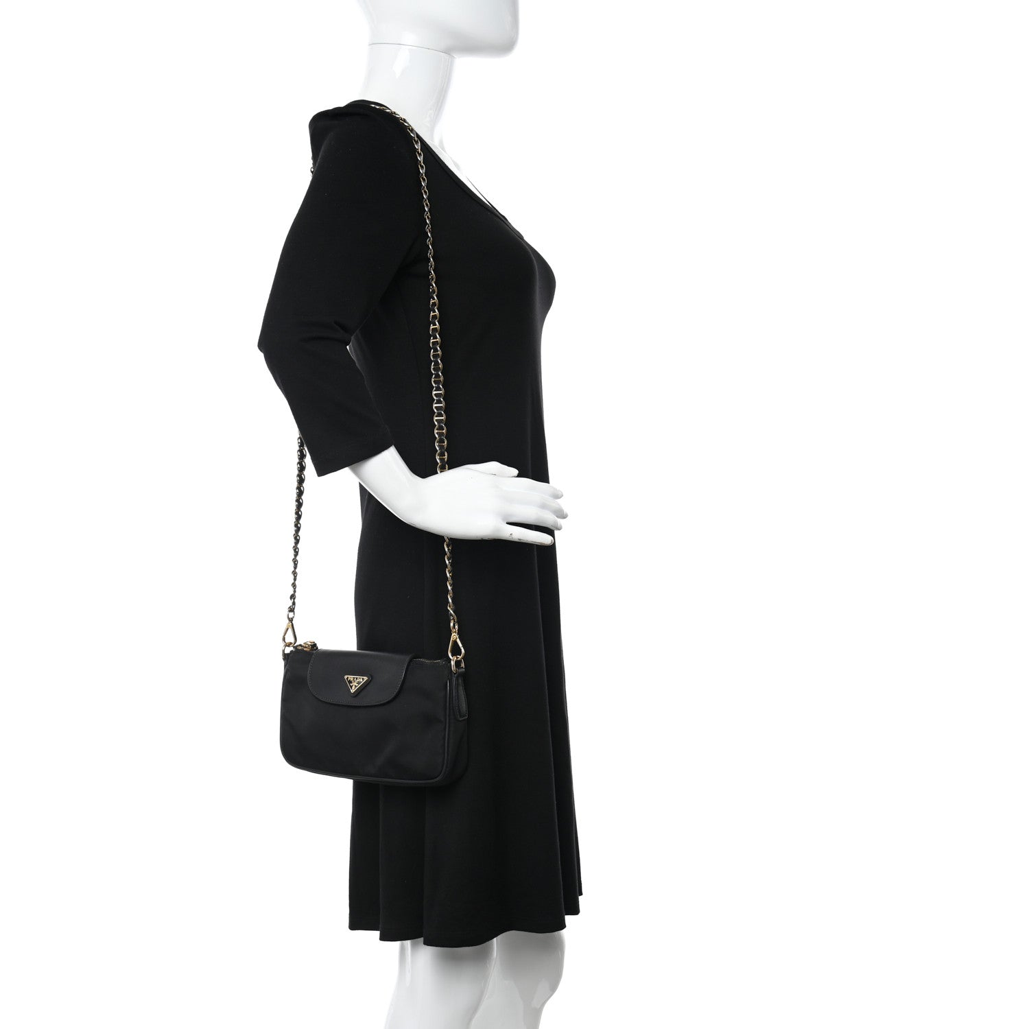 Prada Tessuto Nylon Saffiano Crossbody Bag Black 2 of 15