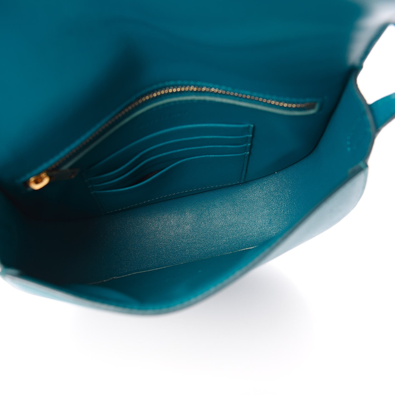 Celine Grained Calfskin Small Trotteur Teal Blue 5 of 10