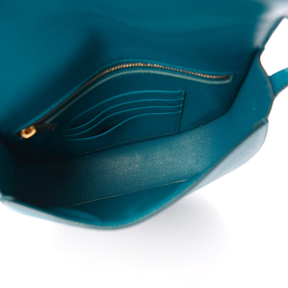 Celine Grained Calfskin Small Trotteur Teal Blue 5 of 10
