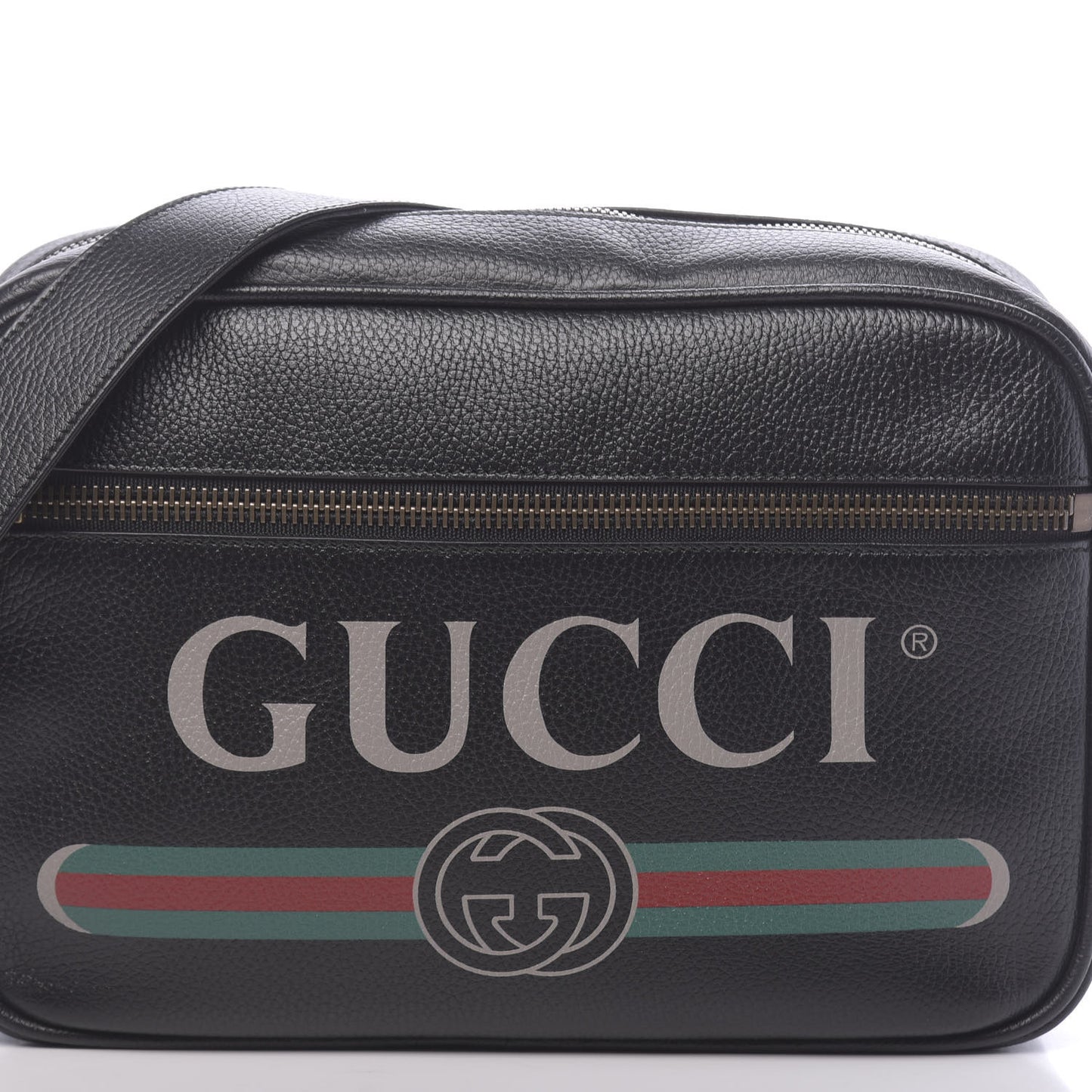 Pebbled Calfskin Logo Messenger Bag Black