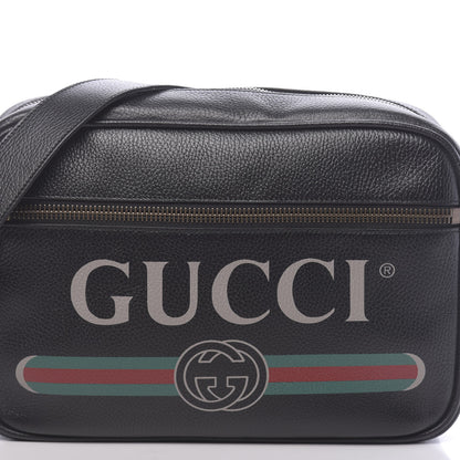 Gucci Pebbled Calfskin Logo Messenger Bag Black 8 of 10