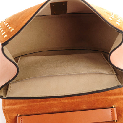 Chloe Suede Smooth Calfskin Studded Drew Shoulder Bag Caramel 5 of 7