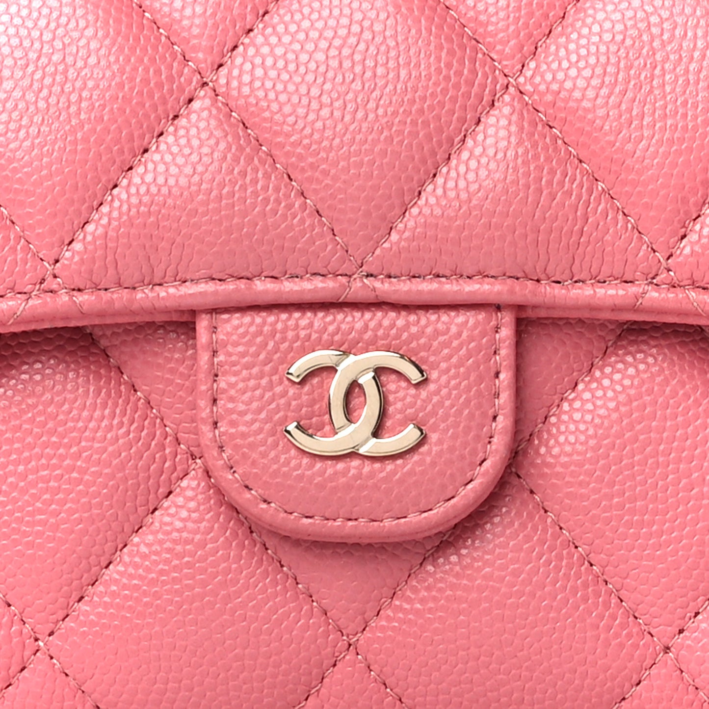 Caviar Quilted Large Gusset Flap Wallet Pink
