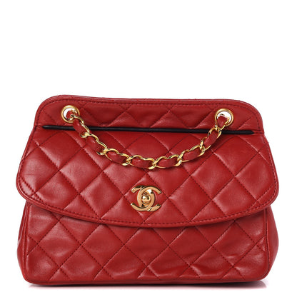 Chanel Lambskin Quilted Shoulder Flap Bag Red 1 of 10