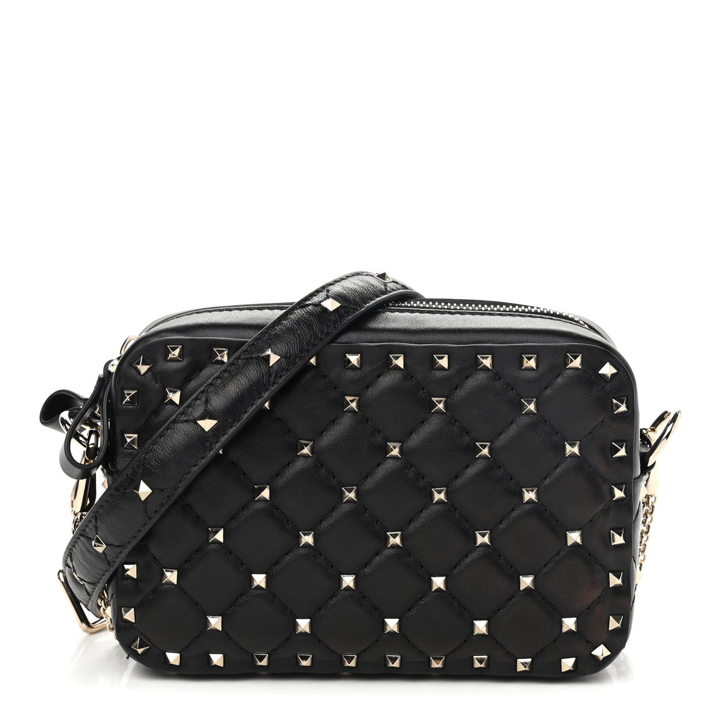 Nappa Rockstud Spike Camera Crossbody Bag Black