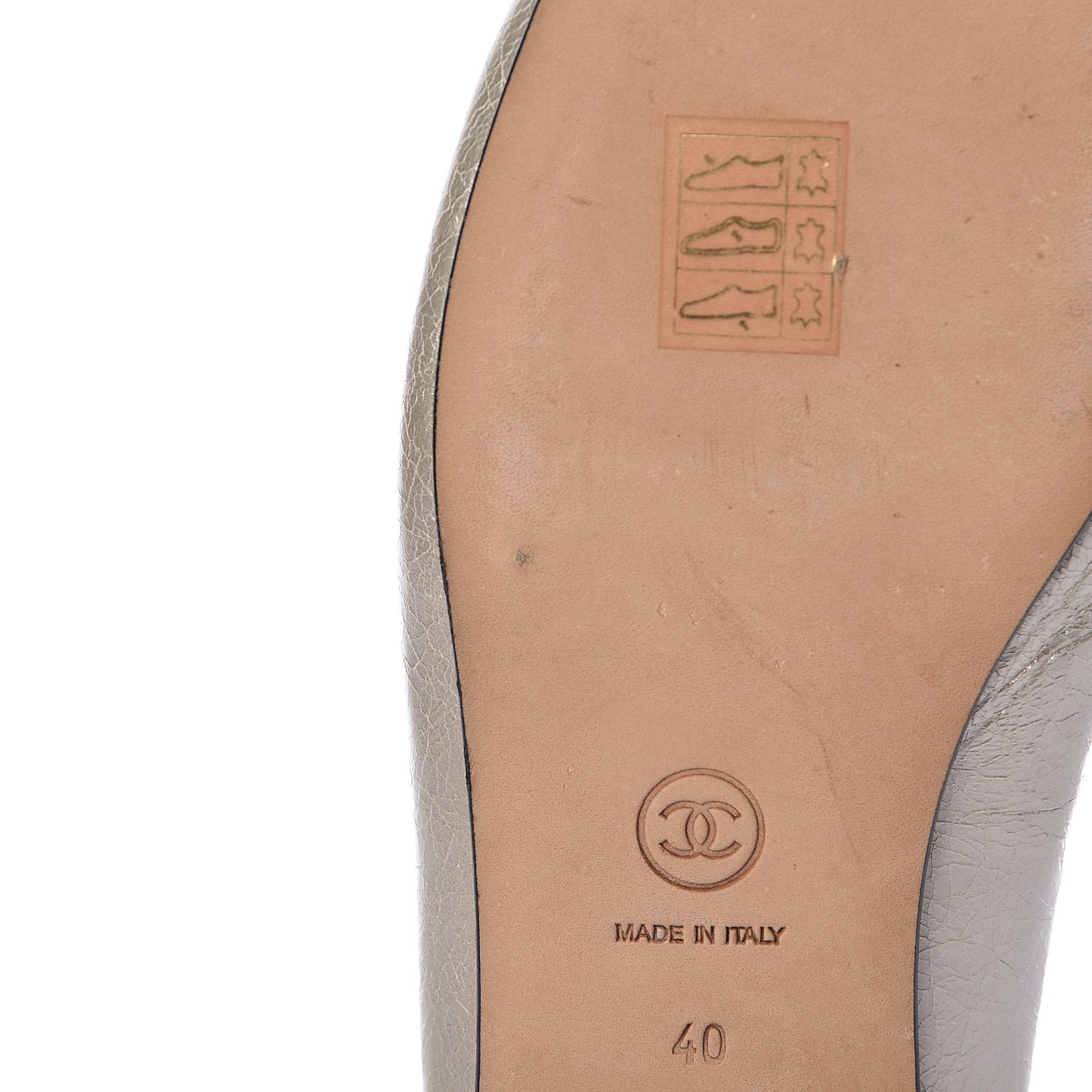 Metallic Calfskin Cap Toe CC Ballerina Flats 40 Silver Black