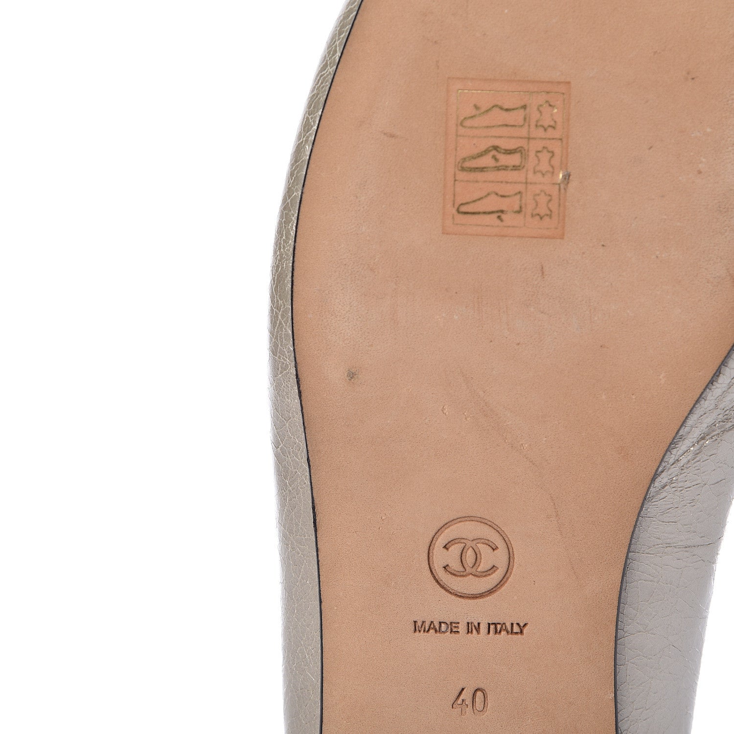 Chanel Metallic Calfskin Cap Toe CC Ballerina Flats 40 Silver Black 12 of 15