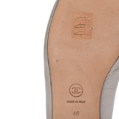 Chanel Metallic Calfskin Cap Toe CC Ballerina Flats 40 Silver Black 12 of 15