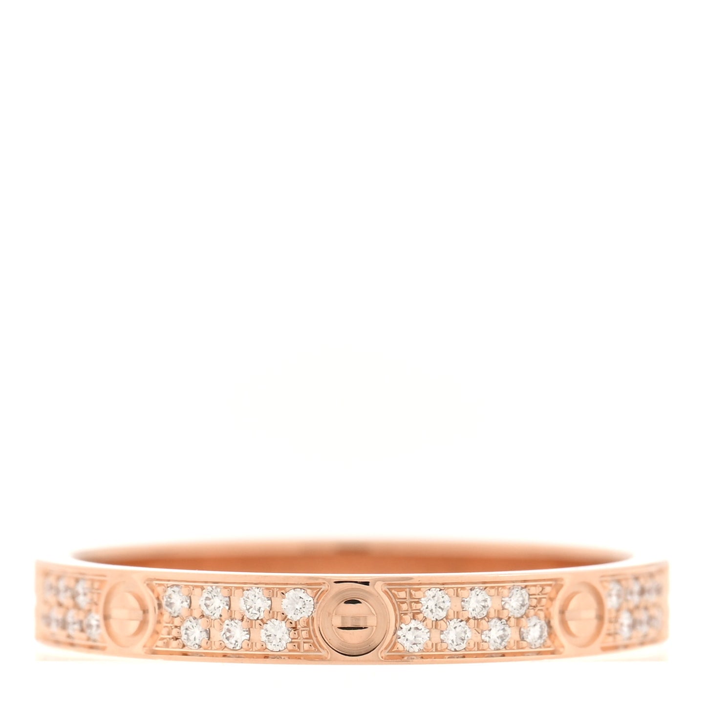 18K Pink Gold Diamond 2.6mm LOVE Paved Band Ring 51/5.75