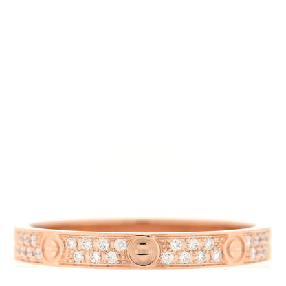 Cartier 18K Pink Gold Diamond 2.6mm LOVE Paved Band Ring 51/5.75 3 of 4