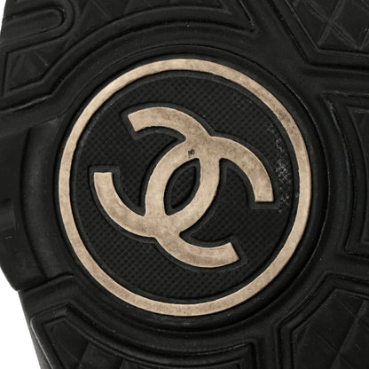 Chanel Satin Lambskin Fabric Tweed CC Sneakers 37 Gold Black 8 of 12