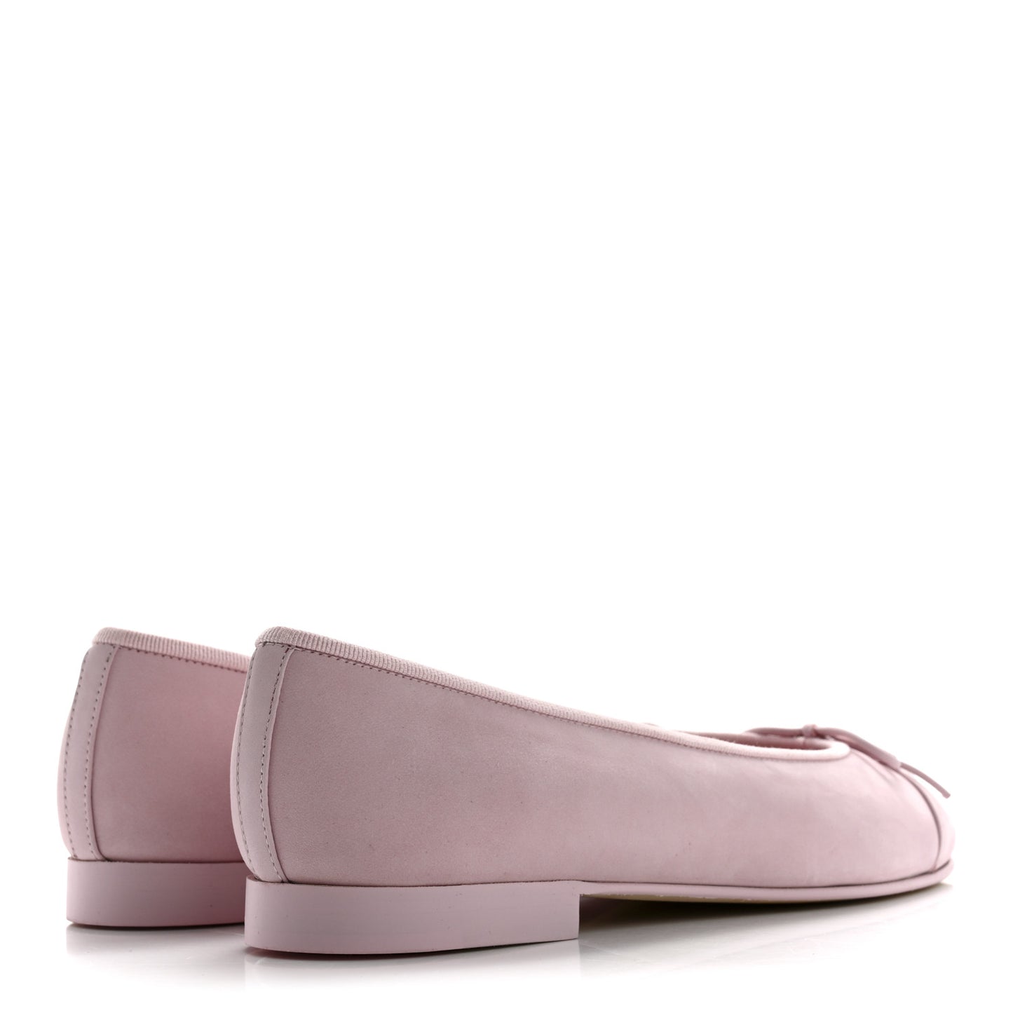 Suede Calfskin Cap Toe CC Ballerina Flats 38 Light Pink