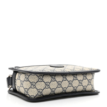 Gucci GG Supreme Monogram Textured Dollar Calfskin Mini Retro Interlocking G Shoulder Bag Beige Blue 4 of 11