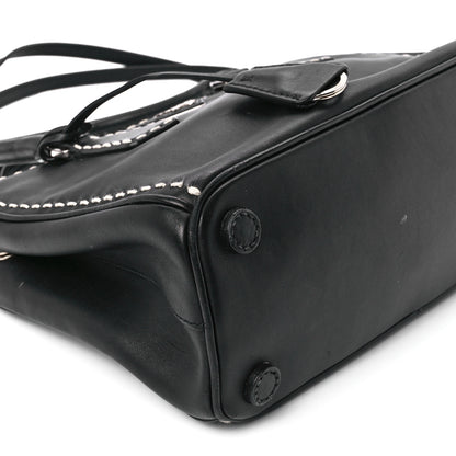 Prada City Calf Mini Hand Stitched Galleria Double Zip Tote Black 10 of 11