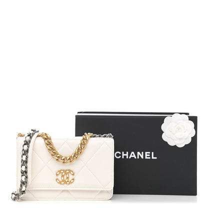 Chanel Lambskin Quilted Chanel 19 Wallet On Chain WOC White 10 of 10