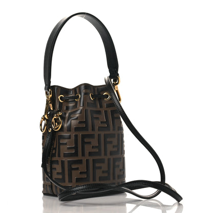 Fendi Vitello Liberty F is Fendi Bi-Color FF 1974 Embossed Mini Mon Tresor Bucket Bag Maya Black 2 of 8