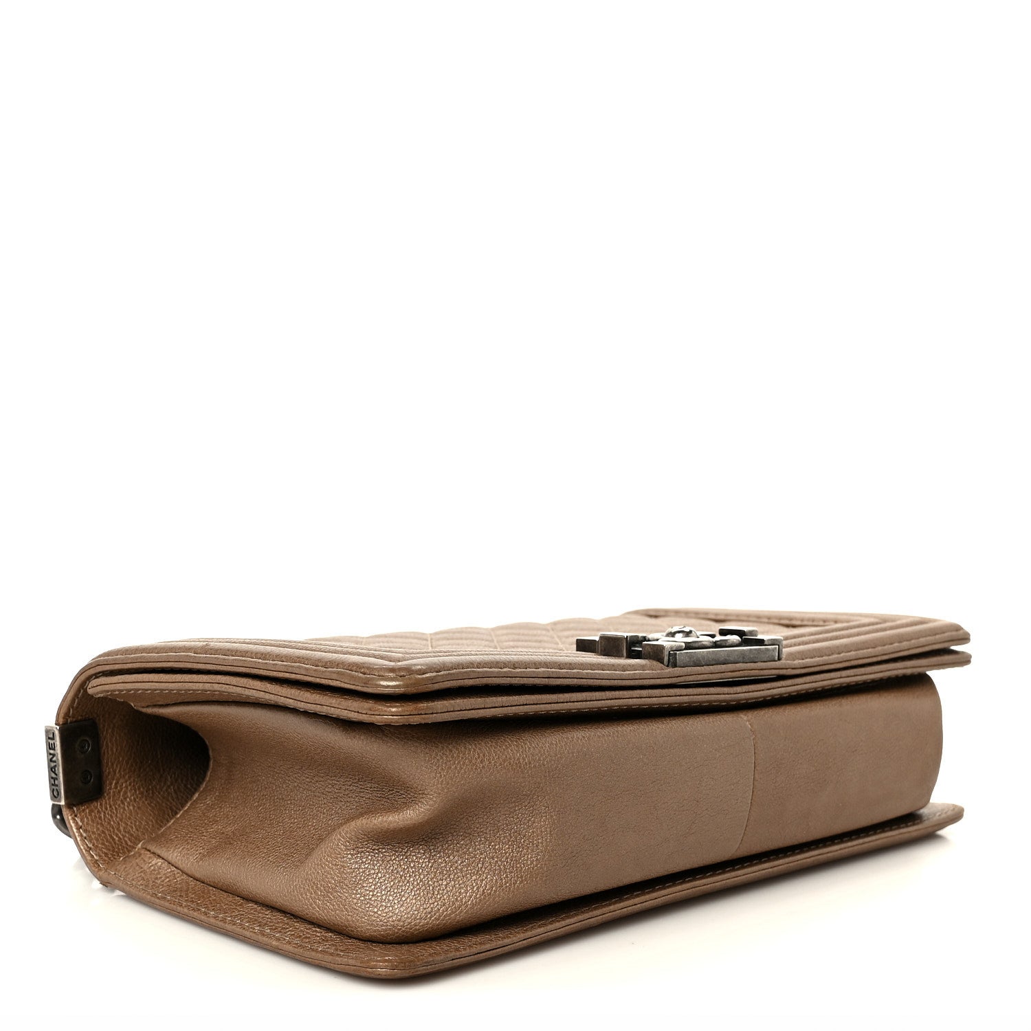 Chanel Metallic Calfskin Quilted Medium Boy Flap Taupe 4 of 11