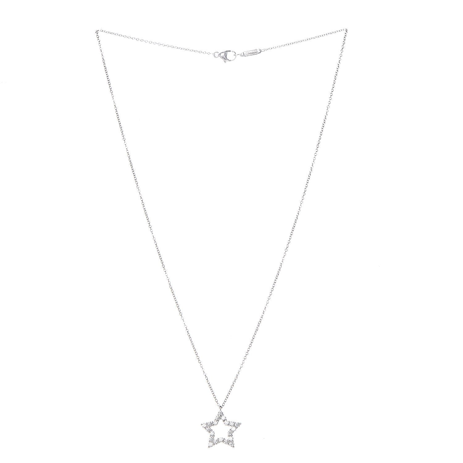 Tiffany Platinum Diamond Star Pendant Necklace 5 of 14