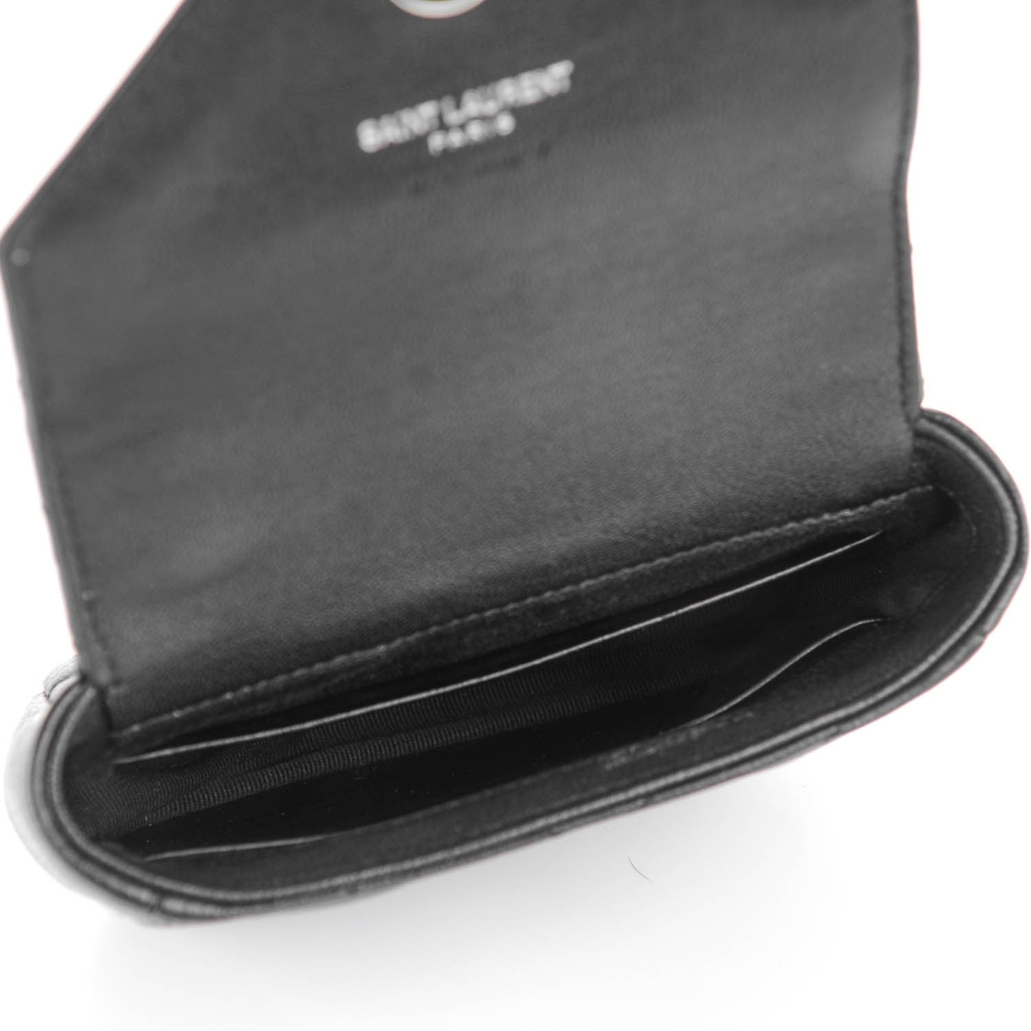 Saint Laurent Sheepskin Matelasse Chevron Monogram Mini College Bag Black 5 of 7