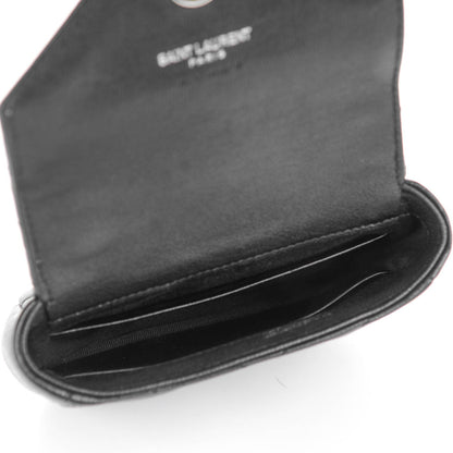 Saint Laurent Sheepskin Matelasse Chevron Monogram Mini College Bag Black 5 of 7