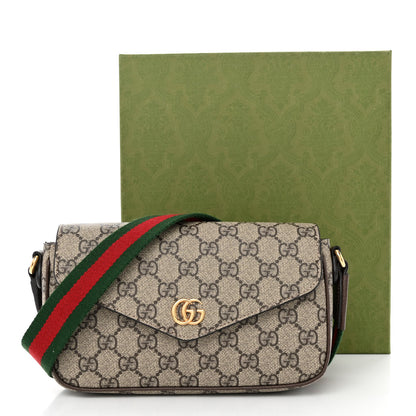 Gucci GG Supreme Monogram Textured Dollar Calfskin Web Mini Ophidia Envelope Shoulder Bag Beige Ebony 12 of 12