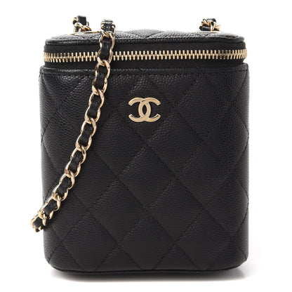 Chanel Caviar Quilted Small Vertical Coco Beauty Vanity Case With Chain Black 1 of 10