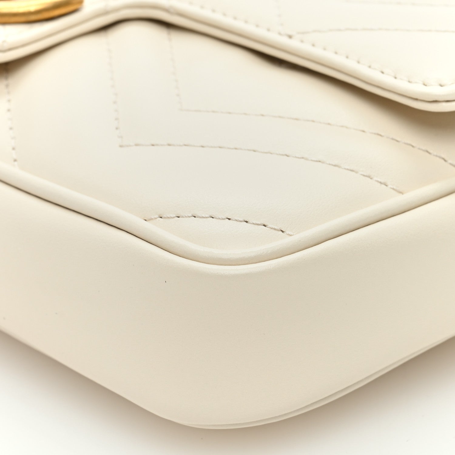 Gucci Calfskin Matelasse Mini GG Marmont Shoulder Bag With Card Holder White Black 10 of 11