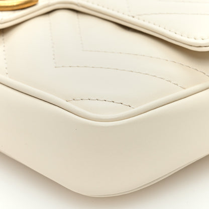Gucci Calfskin Matelasse Mini GG Marmont Shoulder Bag With Card Holder White Black 10 of 11