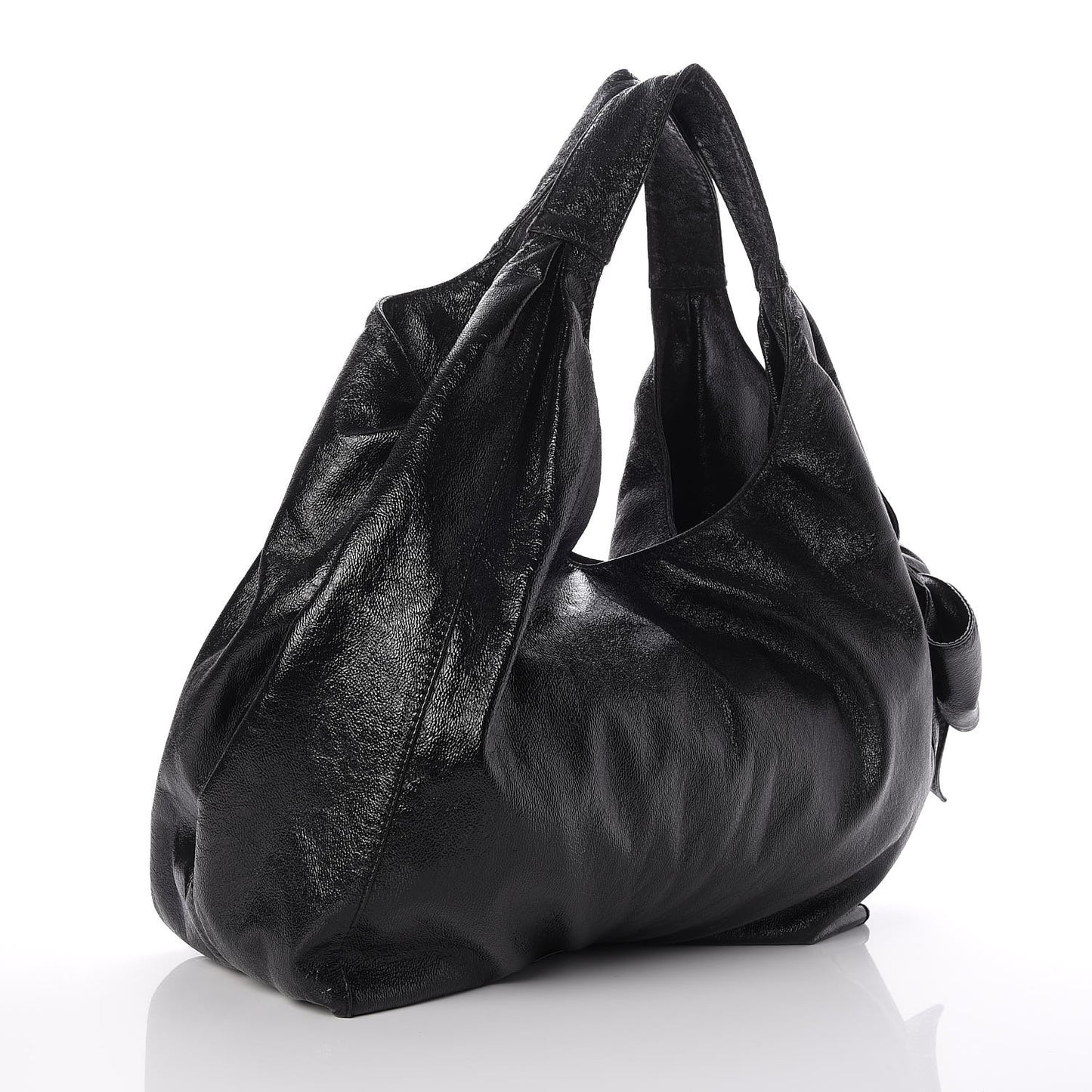 Crinkled Canvas Nuage Bow Hobo Black