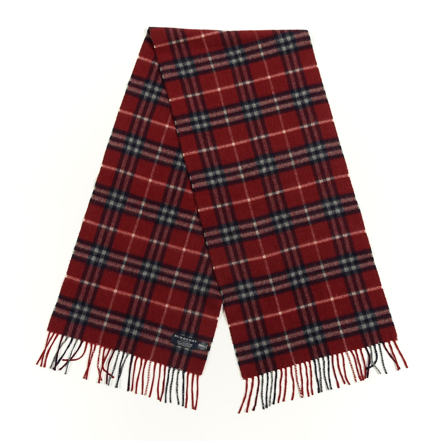 Cashmere House Check Fringe Scarf Red