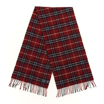 Burberry Cashmere House Check Fringe Scarf Red 2 of 3