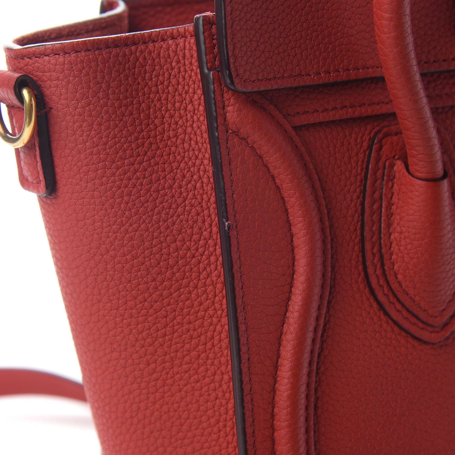 Celine Drummed Calfskin Nano Luggage Red 10 of 11