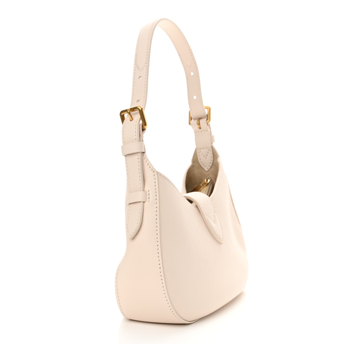 Grained Calfskin Low Key Shoulder Bag Limestone Gray