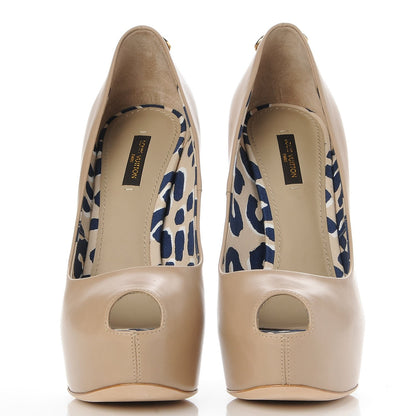 Louis Vuitton Smooth Calfskin Oh Really Peep Toe Pumps 39.5 Beige 2 of 8