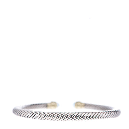 David Yurman Sterling Silver 14K Yellow Gold Blue Topaz 5mm Cable Classics Petite Color Bracelet 2 of 4