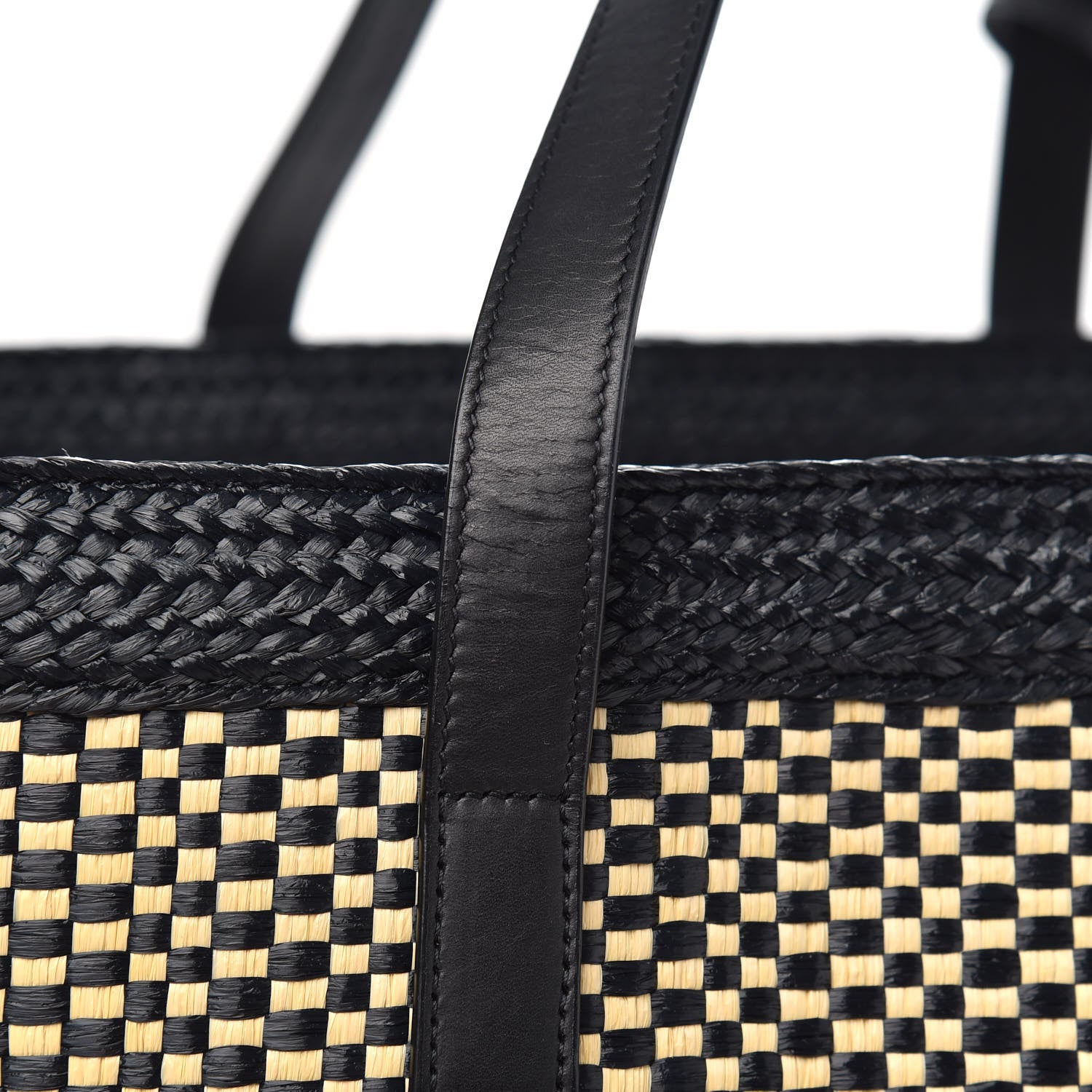 Saint Laurent Raffia Calfskin Medium Panier Tote Black Naturale 9 of 9