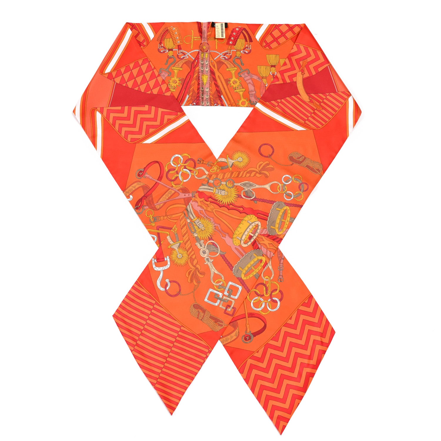 Hermes Silk Bouquets Selliers Maxi Twilly Orange Rouge Viel Or 1 of 3