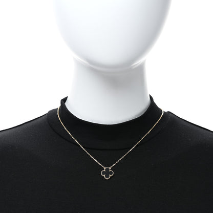 Van Cleef & Arpels 18K Yellow Gold Black Onyx Vintage Alhambra Pendant Necklace 2 of 5