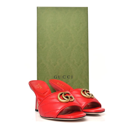 Gucci Nappa Matelasse GG Marmont 75mm Slide Sandals 35 Maple Red 10 of 10